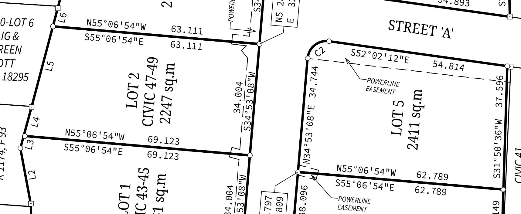 Crop of a subdivision plan.