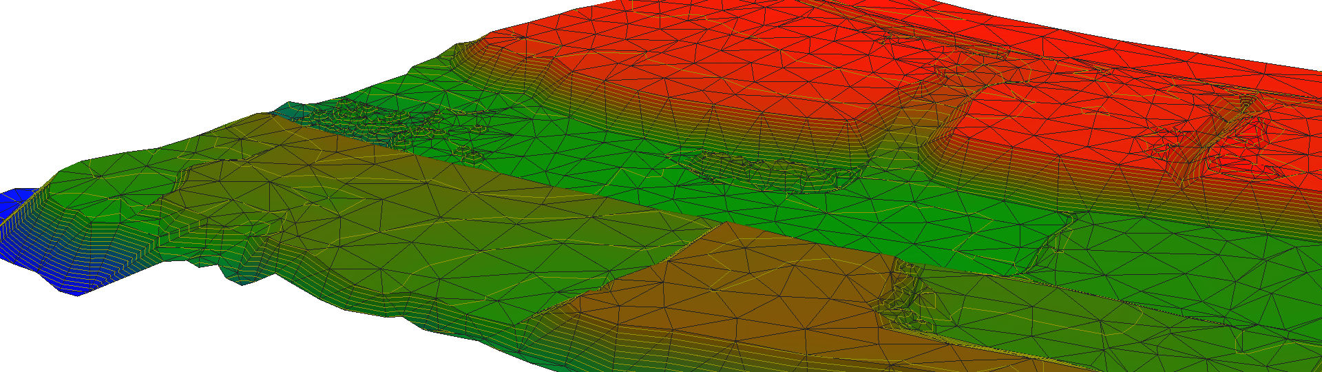 A three-dimensional CAD representation of existing ground.